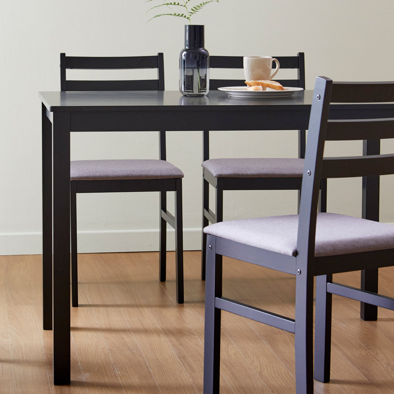 Dainis 5 Piece Dining Room Table Set Wooden Kitchen Table Chair Set For Four Black